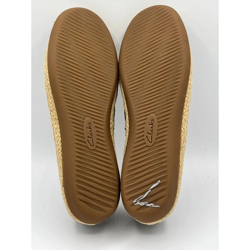 Clarks Collection‎ Women Sz 8M Metallic Pewter Perforated Espadrille Flats